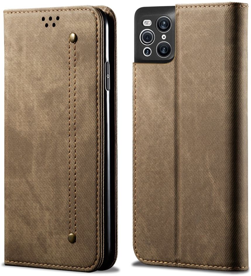Oppo Find X3 Pro Hoesje Portemonnee Stof Textuur Book Case Groen afbeelding 3