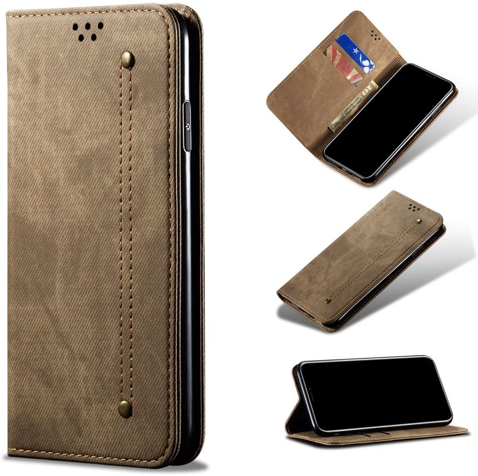 Oppo Find X3 Pro Hoesje Portemonnee Stof Textuur Book Case Groen afbeelding 8
