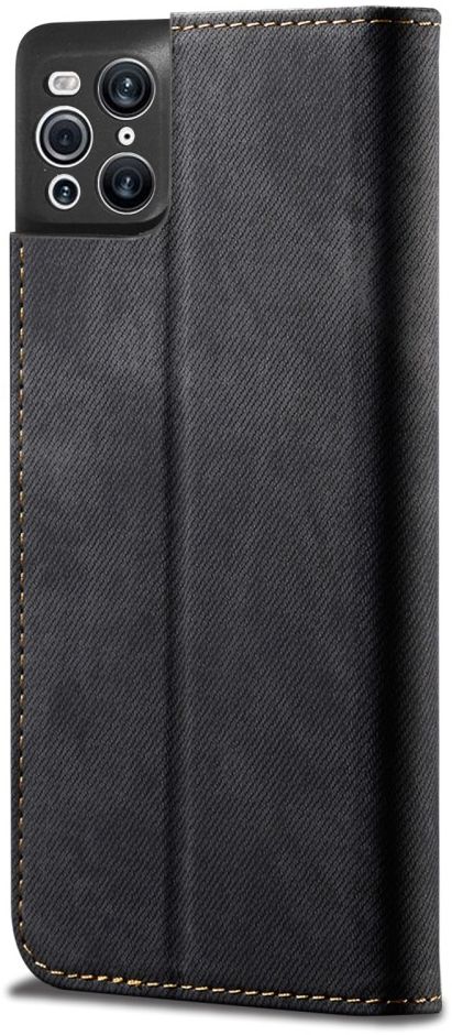 Oppo Find X3 Pro Hoesje Portemonnee Stof Textuur Book Case Zwart afbeelding 7