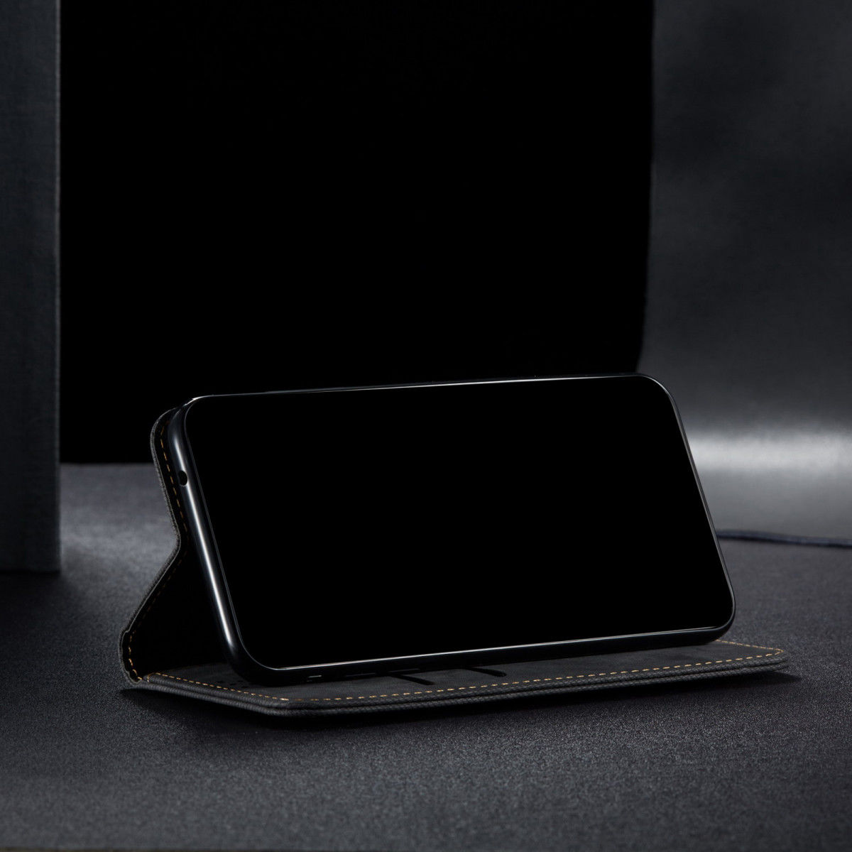 Oppo Find X3 Pro Hoesje Portemonnee Stof Textuur Book Case Zwart afbeelding 5
