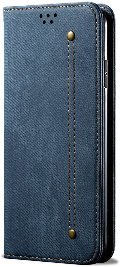 Oppo Find X3 Pro Hoesje Portemonnee Stof Textuur Book Case Blauw afbeelding 1