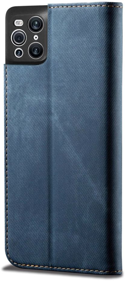 Oppo Find X3 Pro Hoesje Portemonnee Stof Textuur Book Case Blauw afbeelding 6
