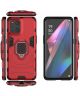 Oppo Find X3 Pro Hoesje Shock Proof Back Cover met Kickstand Rood