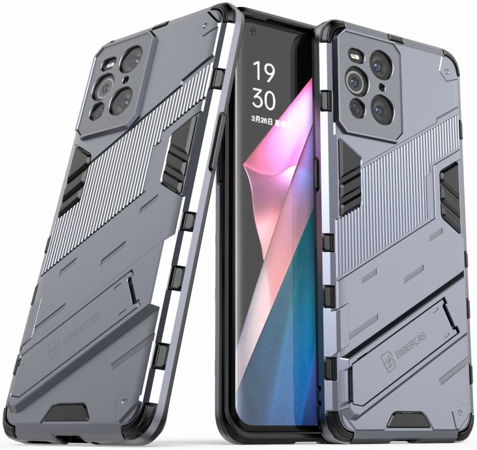 Oppo Find X3 Pro Hoesje Hybride Back Cover met Kickstand Blauw afbeelding 1