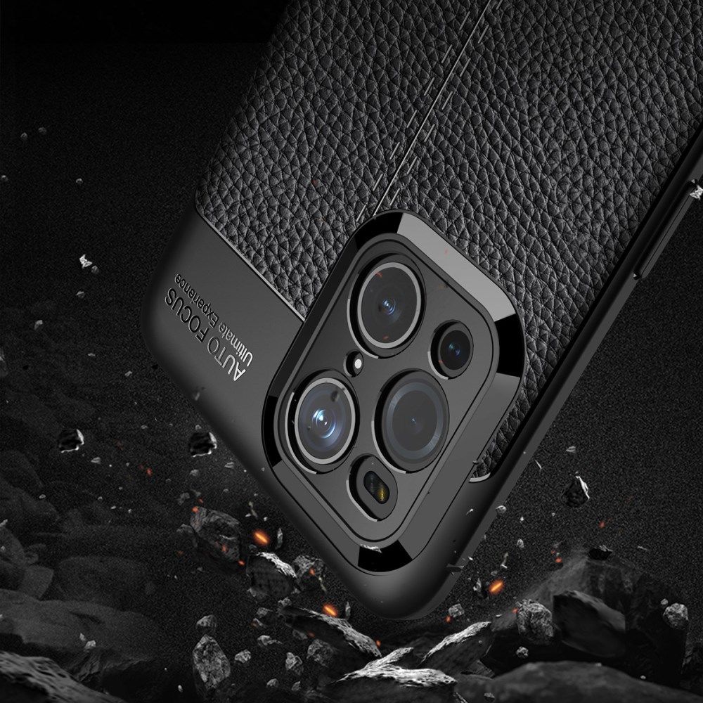 Oppo Find X3 Pro Hoesje Litchi Textuur Kunstleer Back Cover Zwart afbeelding 4