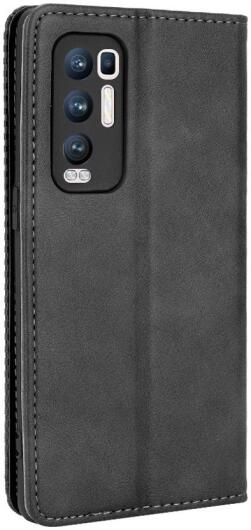 Oppo Find X3 Neo Hoesje Vintage Portemonnee Book Case Zwart afbeelding 3