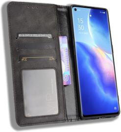 Oppo Find X3 Neo Hoesje Vintage Portemonnee Book Case Zwart