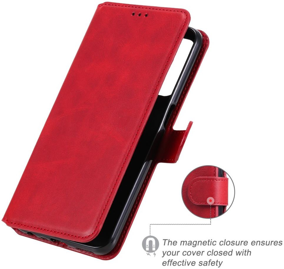 Oppo A54 5G Hoesje Portemonnee Book Case Kunstleer Rood afbeelding 4