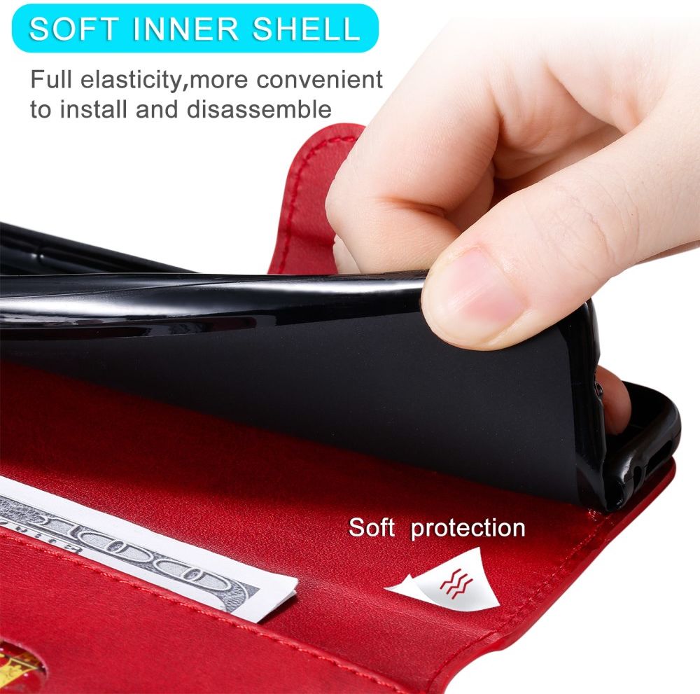 Oppo A54 5G Hoesje Portemonnee Book Case Kunstleer Rood afbeelding 5