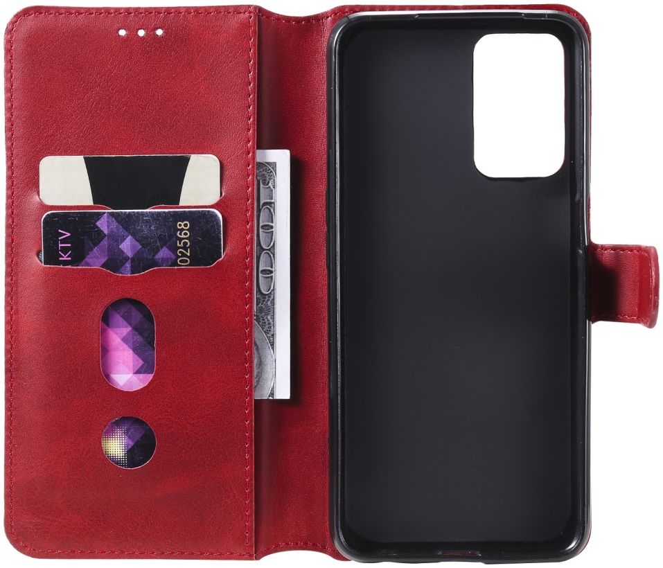 Oppo A54 5G Hoesje Portemonnee Book Case Kunstleer Rood afbeelding 3