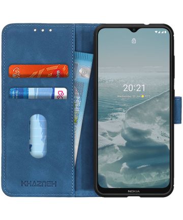 KHAZNEH Nokia 6.3 / G10 / G20 Hoesje Retro Wallet Book Case Blauw Hoesjes