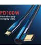 Fast Charge 100W USB-C Snellaad Kabel 1.2 Meter met Haakse Hoek Zwart