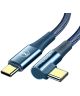 Fast Charge 100W USB-C Snellaad Kabel 1.2 Meter met Haakse Hoek Blauw