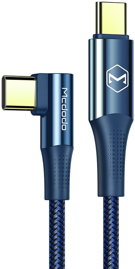 Fast Charge 100W USB-C Snellaad Kabel 1.2 Meter met Haakse Hoek Blauw afbeelding 1