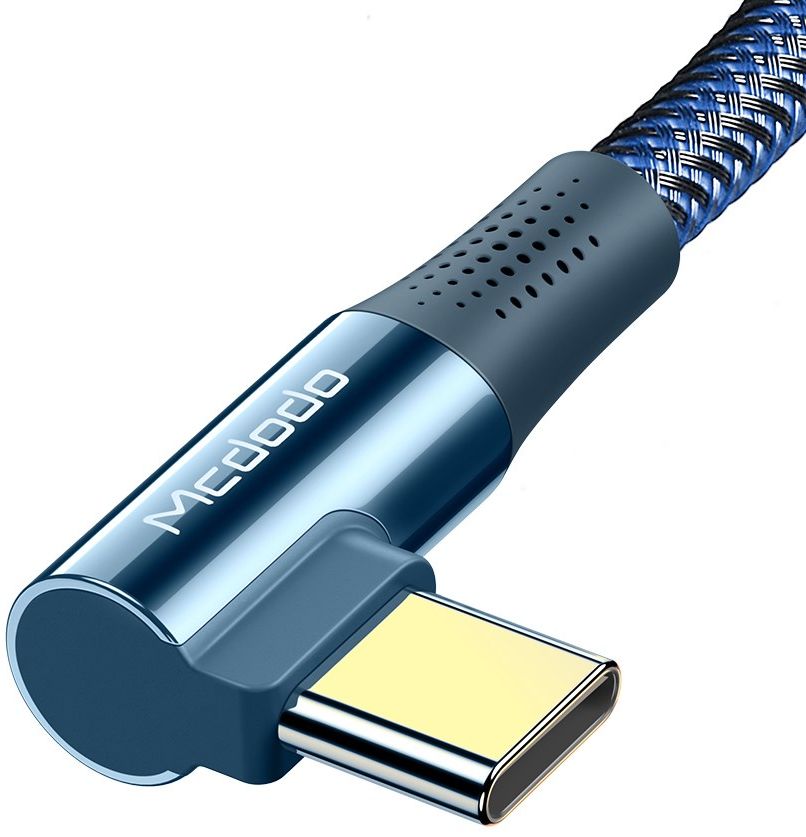Fast Charge 100W USB-C Snellaad Kabel 1.2 Meter met Haakse Hoek Blauw afbeelding 2