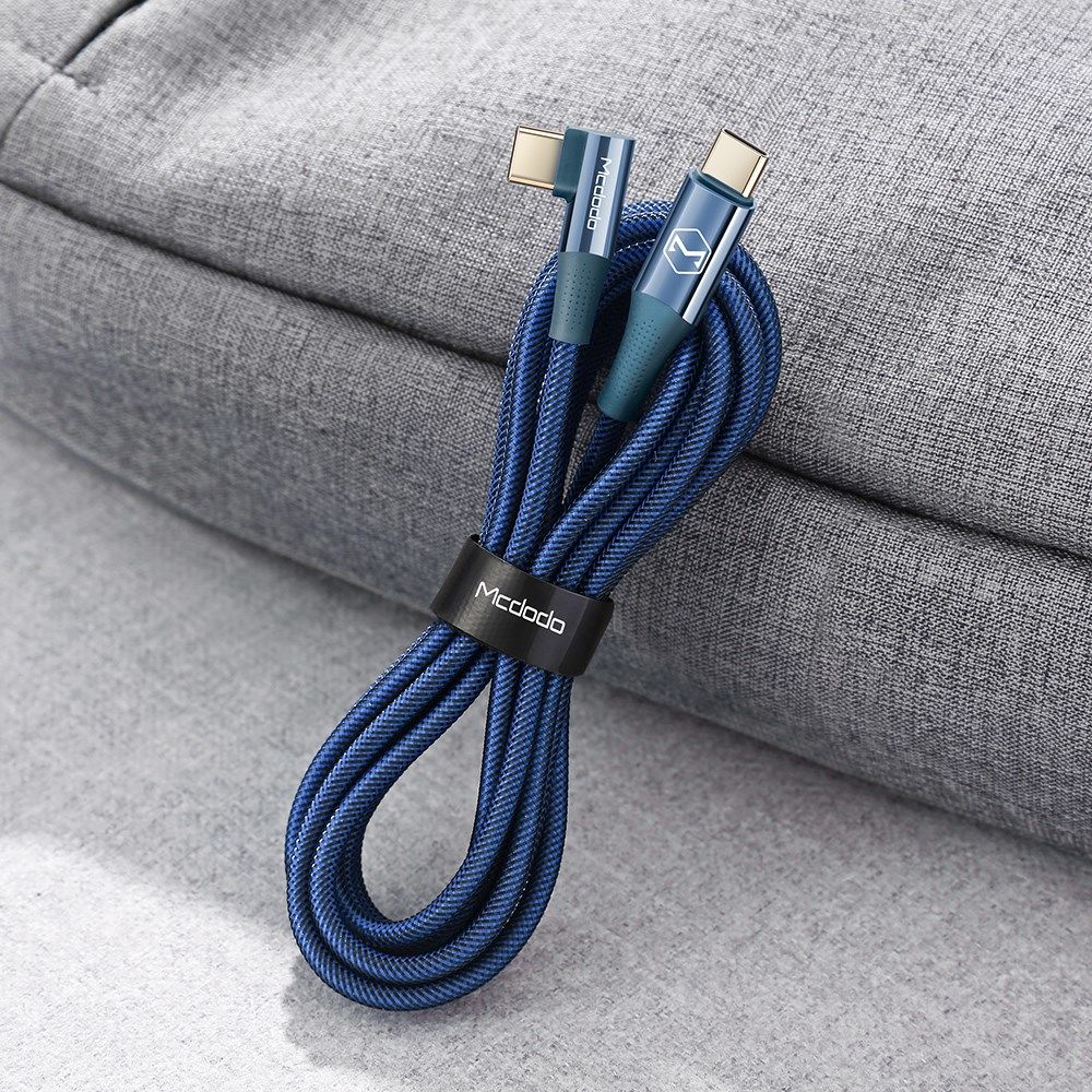 Fast Charge 100W USB-C Snellaad Kabel 1.2 Meter met Haakse Hoek Blauw afbeelding 20
