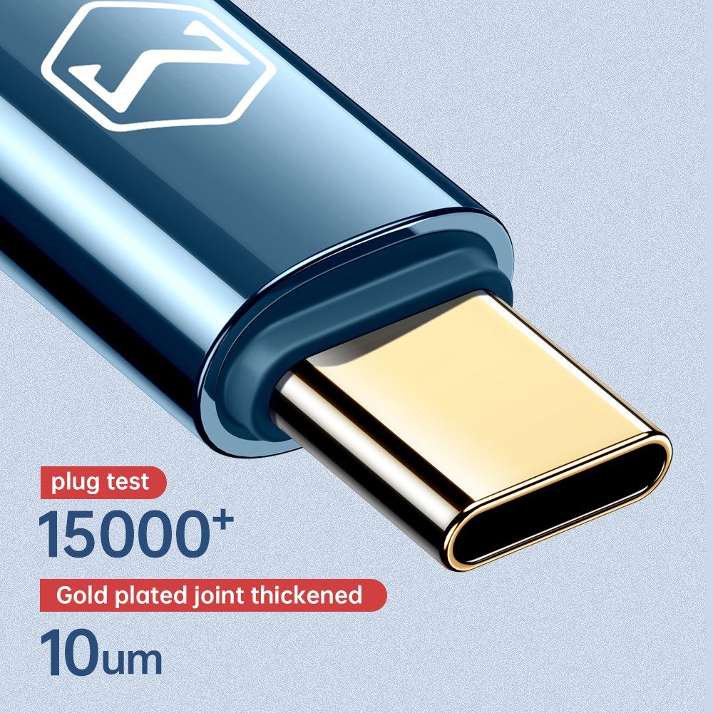 Fast Charge 100W USB-C Snellaad Kabel 1.2 Meter met Haakse Hoek Blauw afbeelding 6