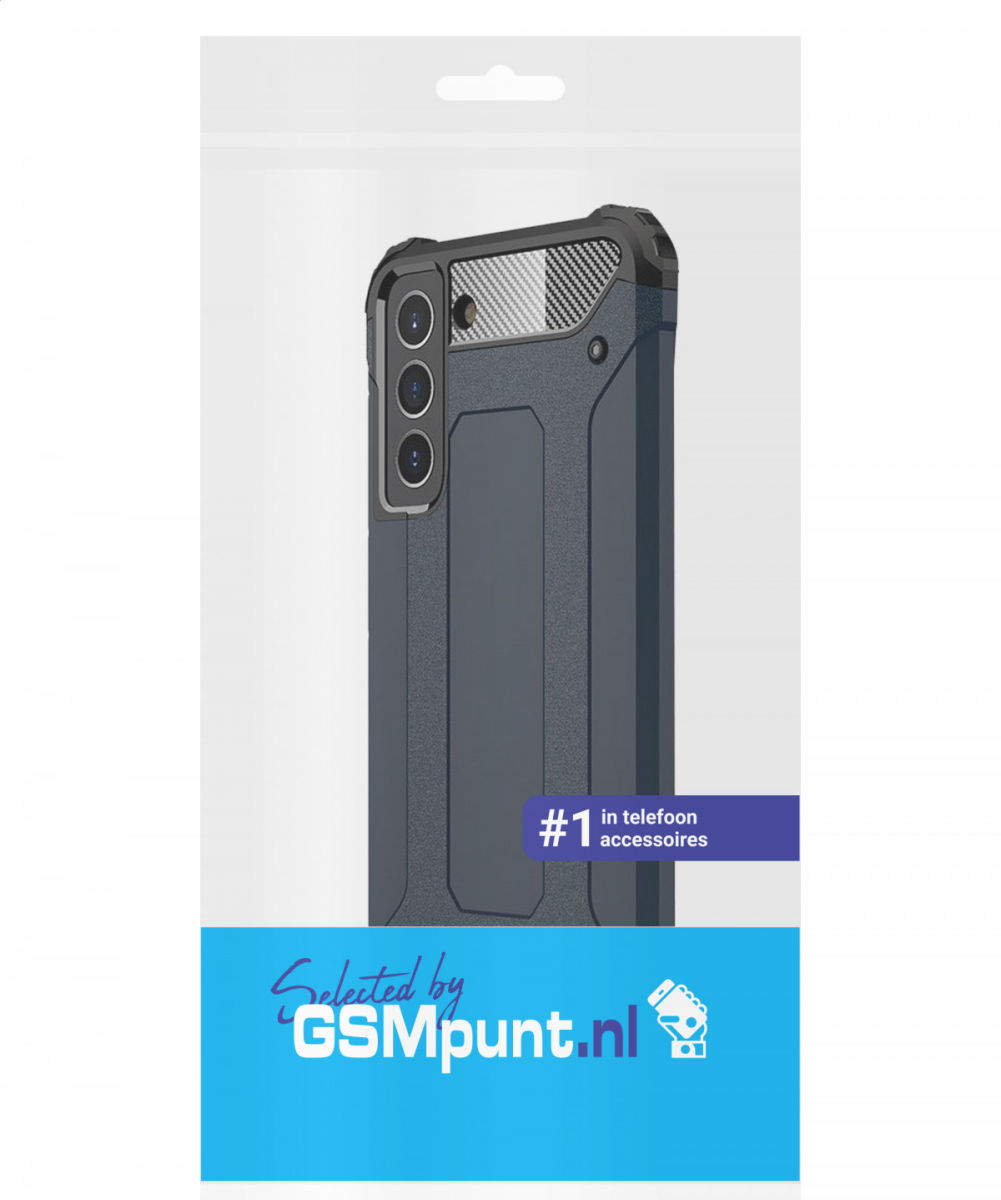 Samsung Galaxy S21 FE Hoesje Shock Proof Hybride Back Cover Blauw afbeelding 2
