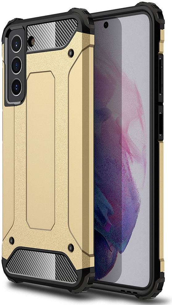 Samsung Galaxy S21 FE Hoesje Shock Proof Hybride Back Cover Goud afbeelding 1