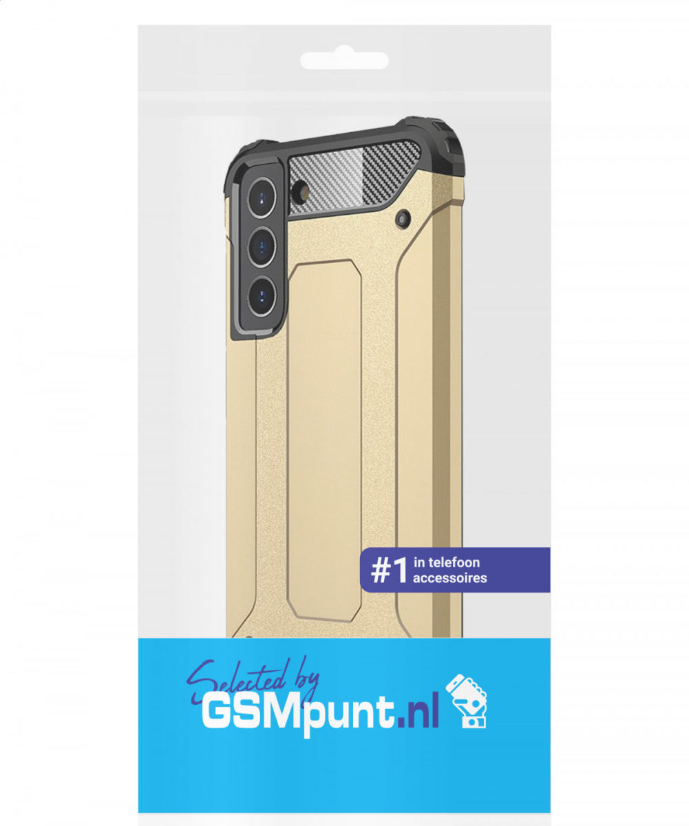 Samsung Galaxy S21 FE Hoesje Shock Proof Hybride Back Cover Goud afbeelding 2
