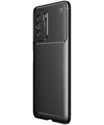 Xiaomi Poco F3 / Mi 11i Hoesje Siliconen Carbon TPU Back Cover Zwart