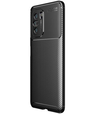 Xiaomi Poco F3 / Mi 11i Hoesje Siliconen Carbon TPU Back Cover Zwart Hoesjes