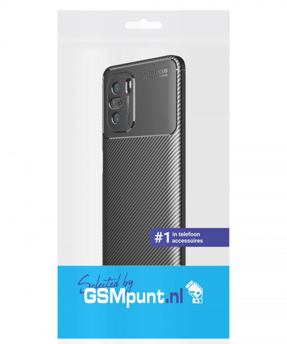 Xiaomi Poco F3 / Mi 11i Hoesje Siliconen Carbon TPU Back Cover Zwart afbeelding 2