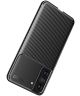 Samsung Galaxy S21 FE Hoesje Siliconen Carbon TPU Back Cover Zwart