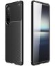 Sony Xperia 1 III Hoesje Siliconen Carbon TPU Back Cover Zwart