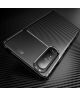 Sony Xperia 1 III Hoesje Siliconen Carbon TPU Back Cover Zwart