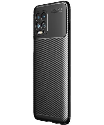 Motorola Moto G100 Hoesje Siliconen Carbon TPU Back Cover Zwart Hoesjes