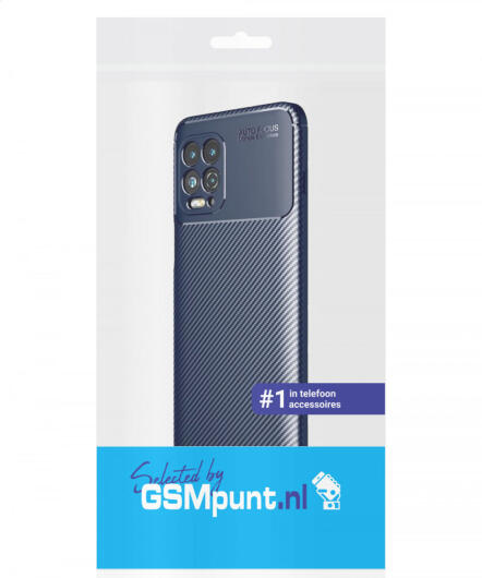 Motorola Moto G100 Hoesje Siliconen Carbon TPU Back Cover Blauw afbeelding 2