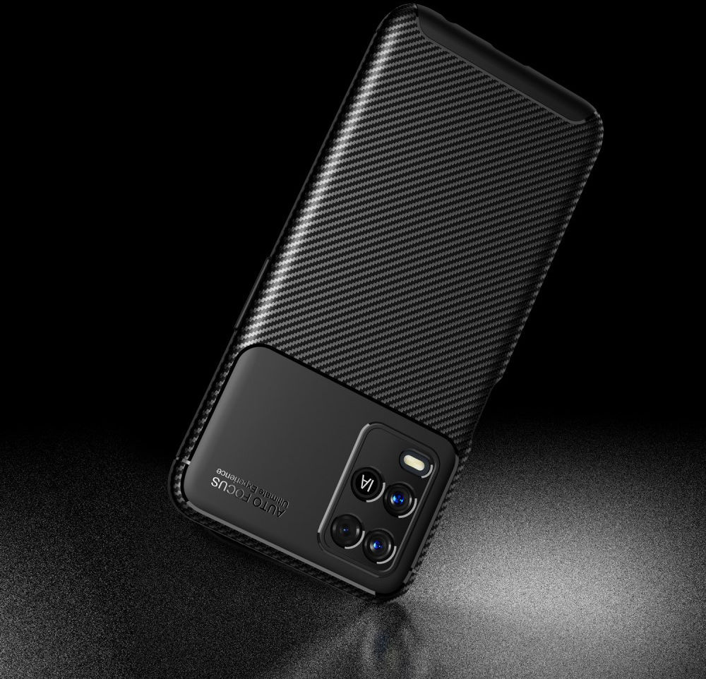 Oppo A54 5G Siliconen Carbon Shock Proof Hoesje Back Cover Zwart afbeelding 11
