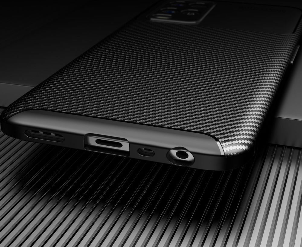 Oppo A54 5G Siliconen Carbon Shock Proof Hoesje Back Cover Zwart afbeelding 4