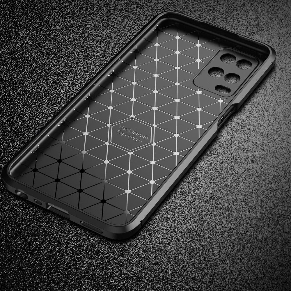 Oppo A54 5G Siliconen Carbon Shock Proof Hoesje Back Cover Zwart afbeelding 6