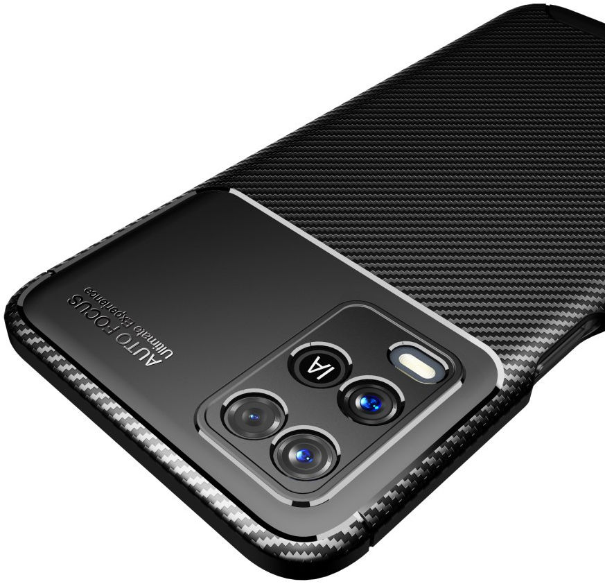 Oppo A54 5G Siliconen Carbon Shock Proof Hoesje Back Cover Zwart afbeelding 9