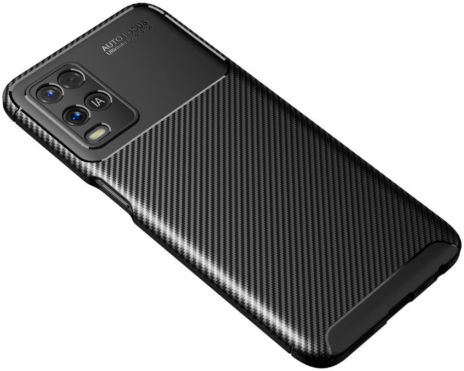 Oppo A54 5G Siliconen Carbon Shock Proof Hoesje Back Cover Zwart afbeelding 10