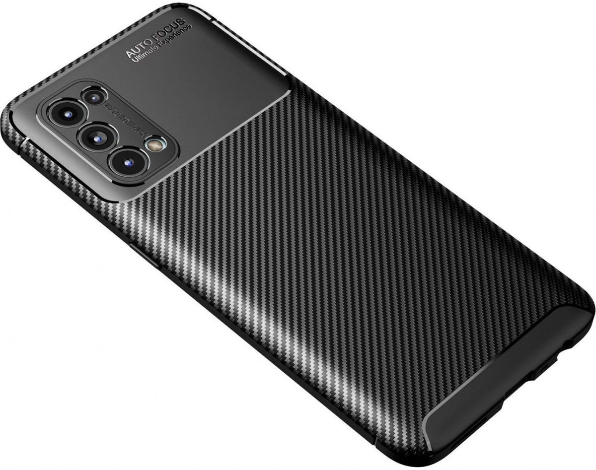 Oppo Find X3 Lite / Reno5 Hoesje Siliconen Carbon TPU Back Cover Zwart afbeelding 2