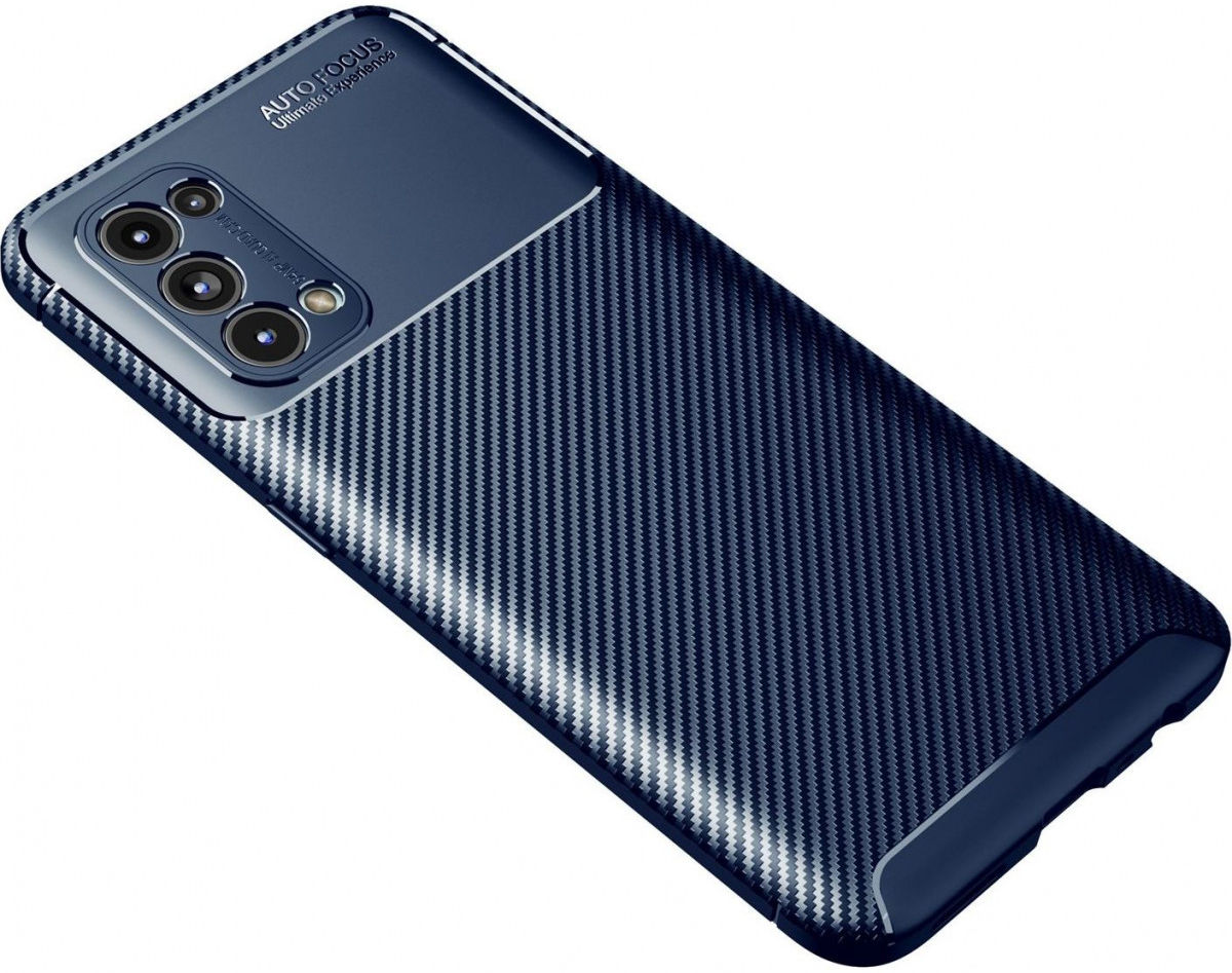 Oppo Find X3 Lite / Reno5 Hoesje Siliconen Carbon TPU Back Cover Blauw afbeelding 2
