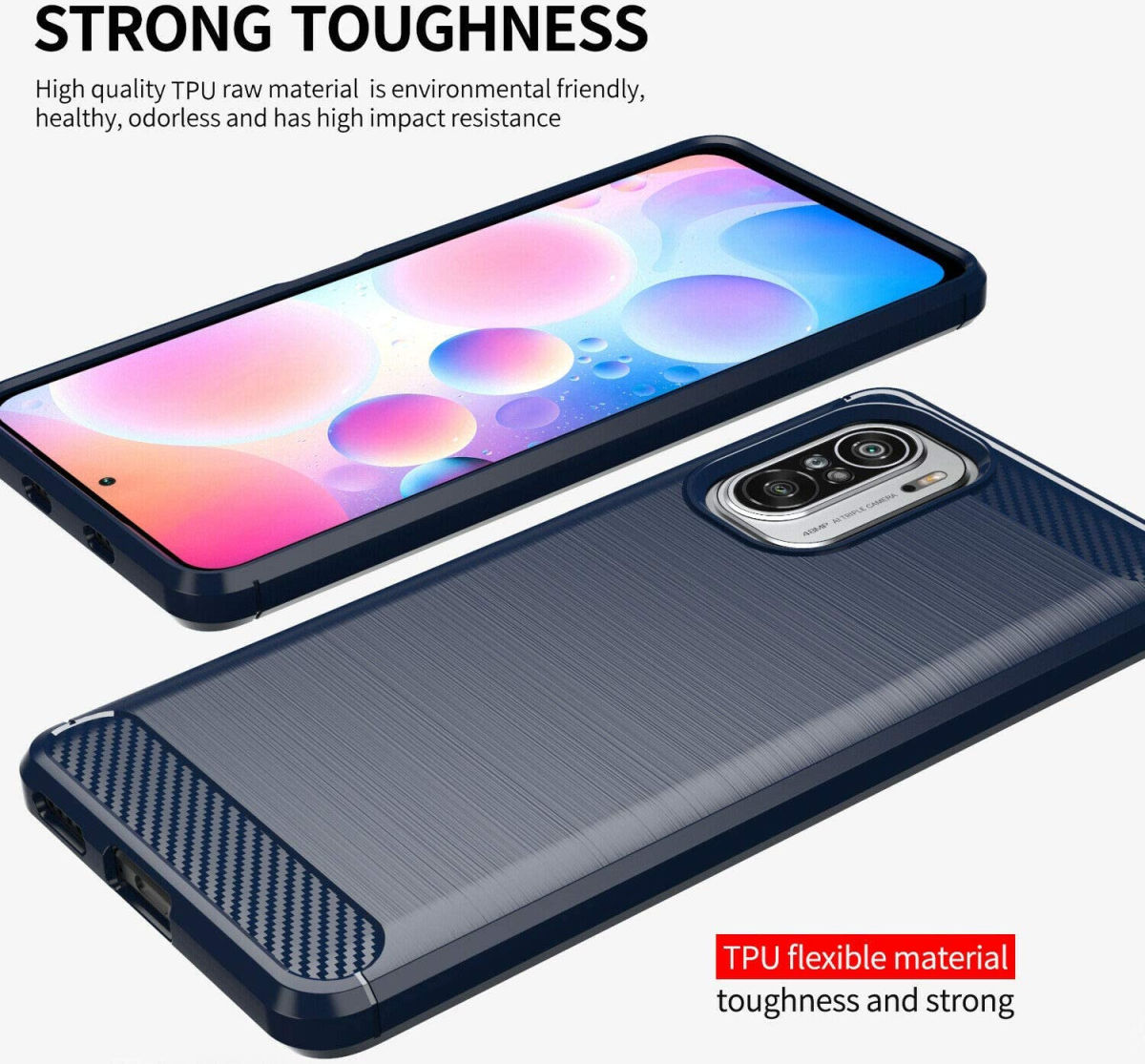 Xiaomi Poco F3 / Mi 11i Hoesje Geborsteld TPU Back Cover Blauw afbeelding 4