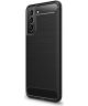 Samsung Galaxy S21 FE Hoesje Geborsteld TPU Flexibele Back Cover Zwart