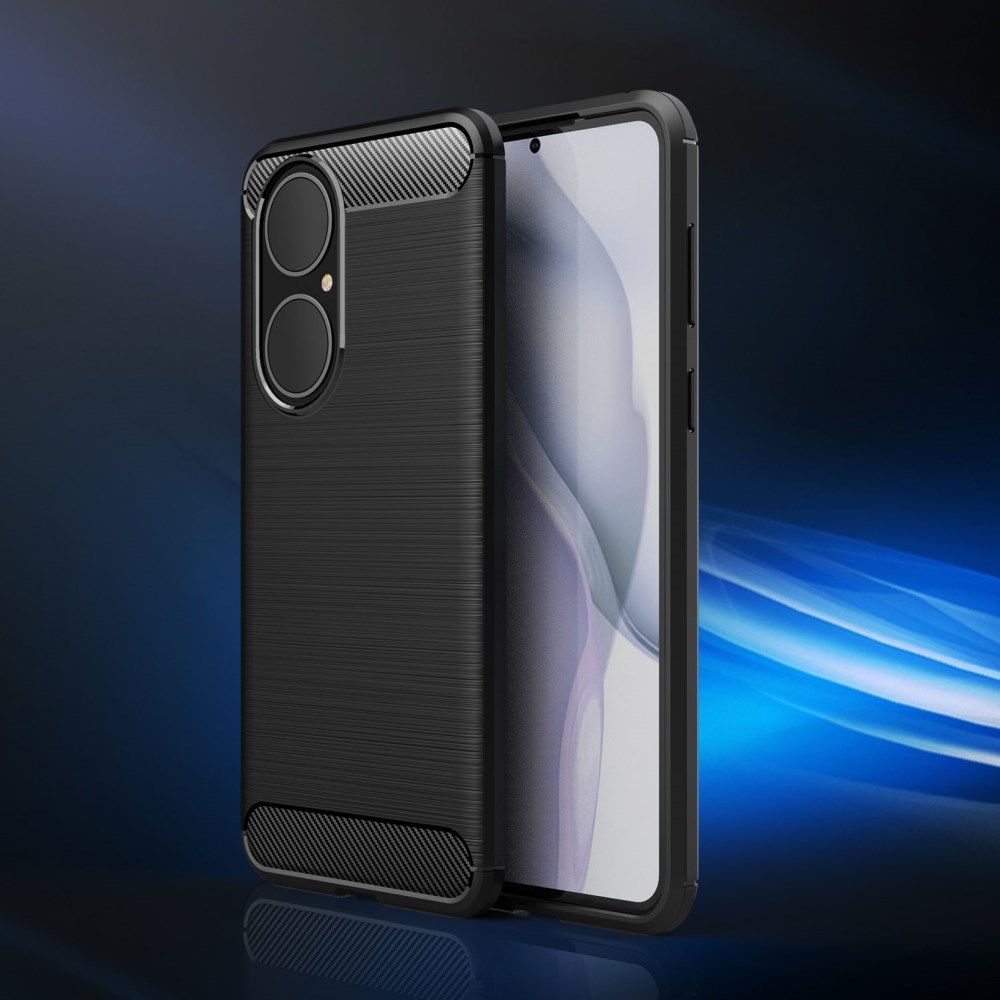 Huawei P50 Hoesje Geborsteld TPU Flexibele Back Cover Zwart afbeelding 14
