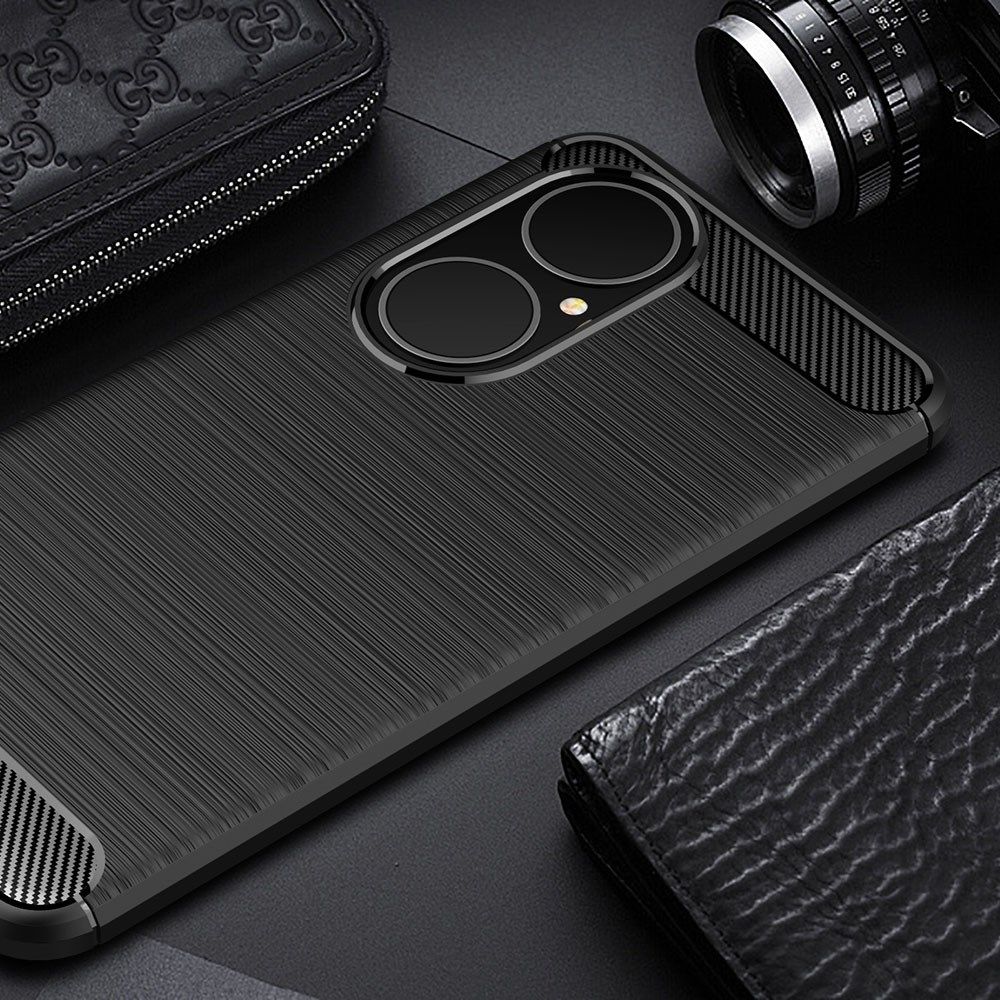 Huawei P50 Hoesje Geborsteld TPU Flexibele Back Cover Zwart afbeelding 12