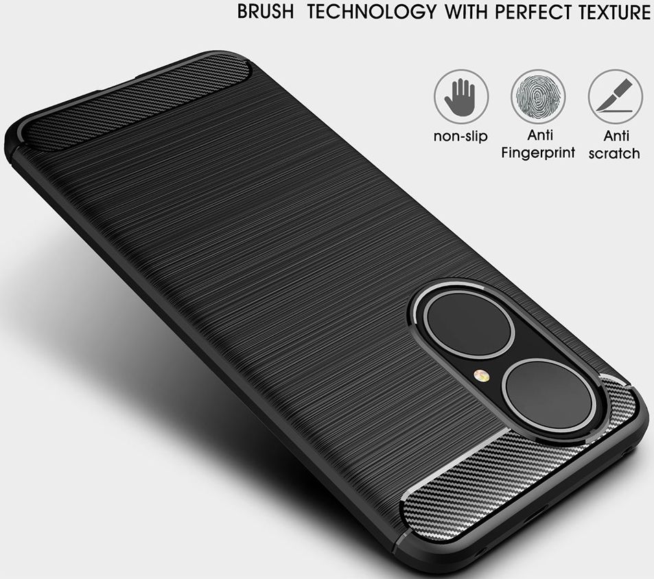 Huawei P50 Hoesje Geborsteld TPU Flexibele Back Cover Zwart afbeelding 7