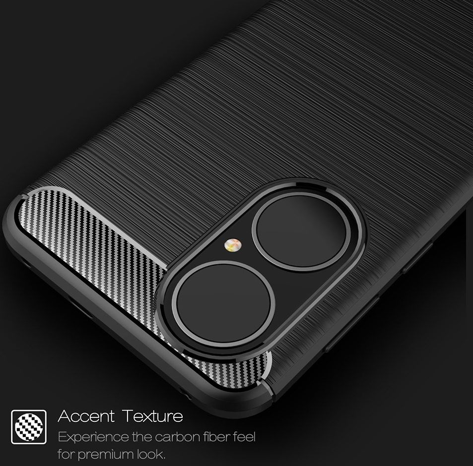 Huawei P50 Hoesje Geborsteld TPU Flexibele Back Cover Zwart afbeelding 8