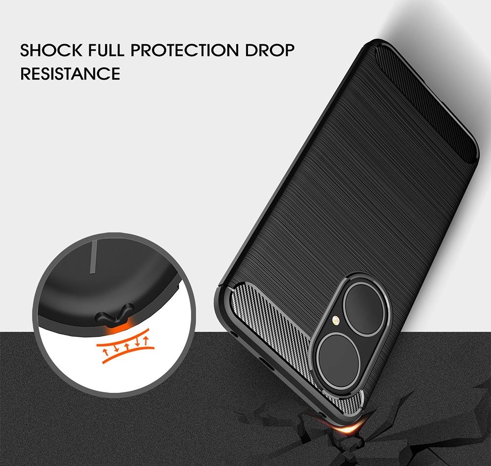 Huawei P50 Hoesje Geborsteld TPU Flexibele Back Cover Zwart afbeelding 9