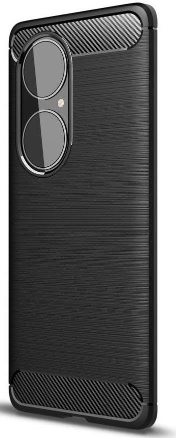 Huawei P50 Pro Hoesje Geborsteld TPU Flexibele Back Cover Zwart afbeelding 1