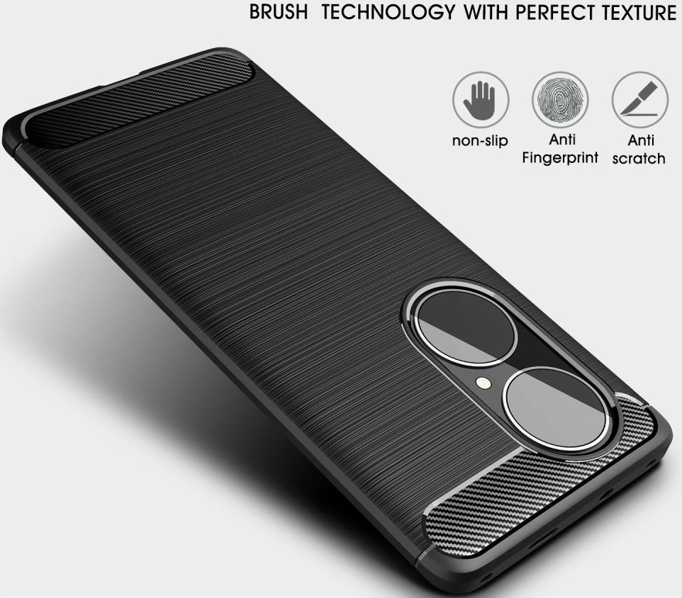 Huawei P50 Pro Hoesje Geborsteld TPU Flexibele Back Cover Zwart afbeelding 7