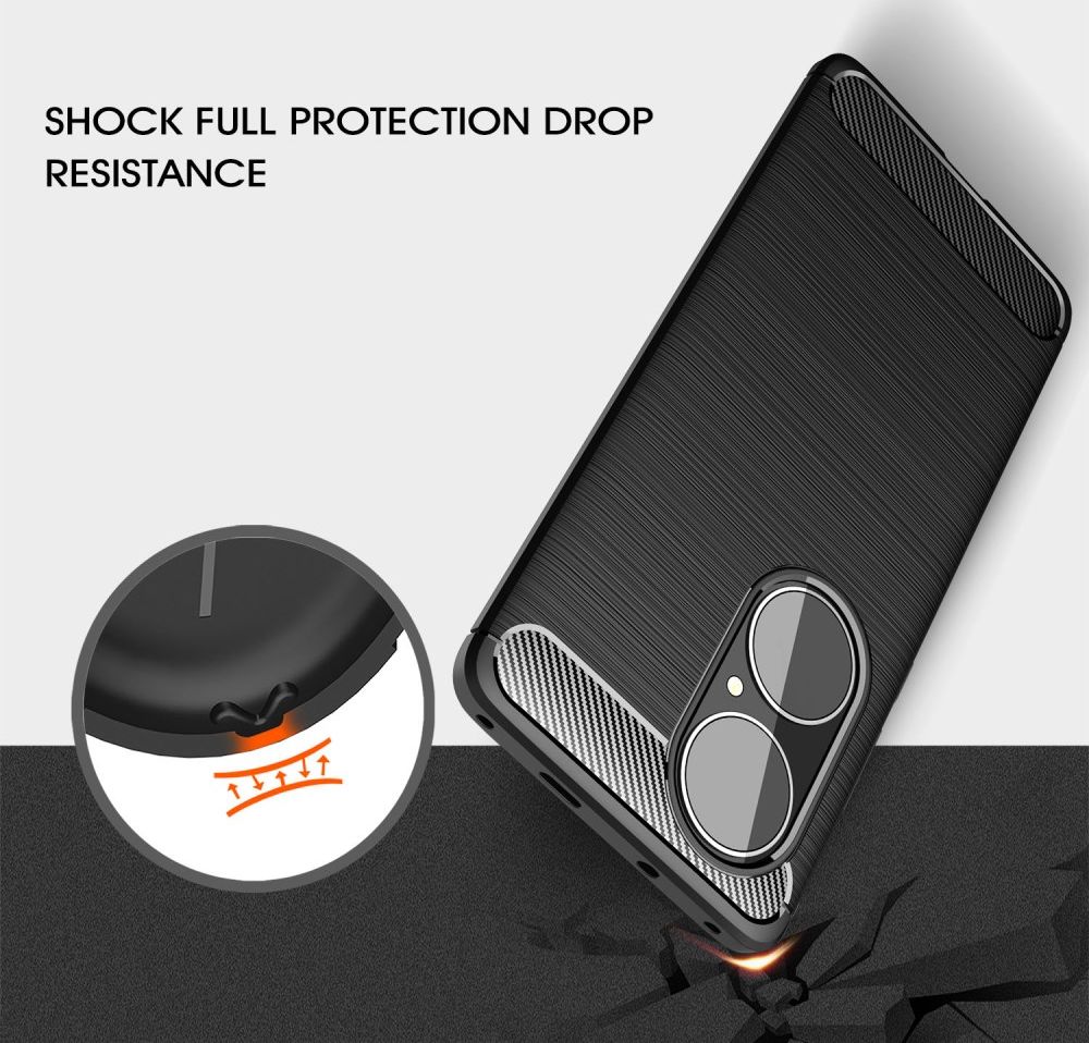 Huawei P50 Pro Hoesje Geborsteld TPU Flexibele Back Cover Zwart afbeelding 9