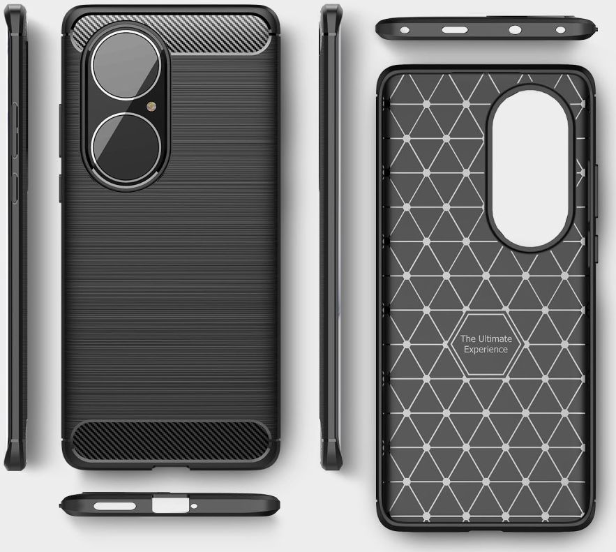 Huawei P50 Pro Hoesje Geborsteld TPU Flexibele Back Cover Zwart afbeelding 11